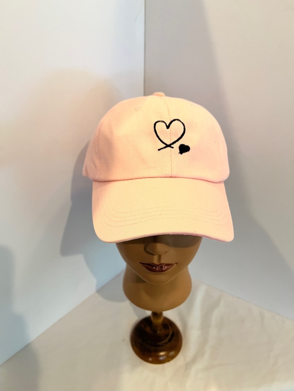 Embroidered Heart Pink Baseball Cap